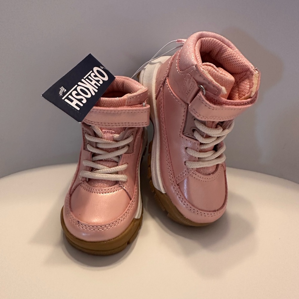 OshKosh B'gosh Pink Boots with Shimmery Finish and Folded Collar